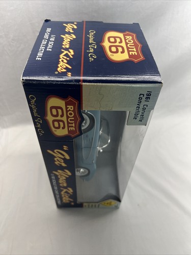 ETRL 1961 Corvette convertible 1/18 diecast joya azul edición Route 66 con moneda - Imagen 17 de 21