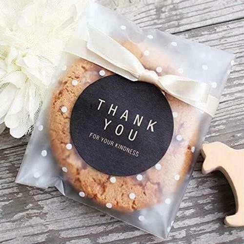 Yunko White Dots Self Adhesive Plastic Cookie Bags For Gift Giving