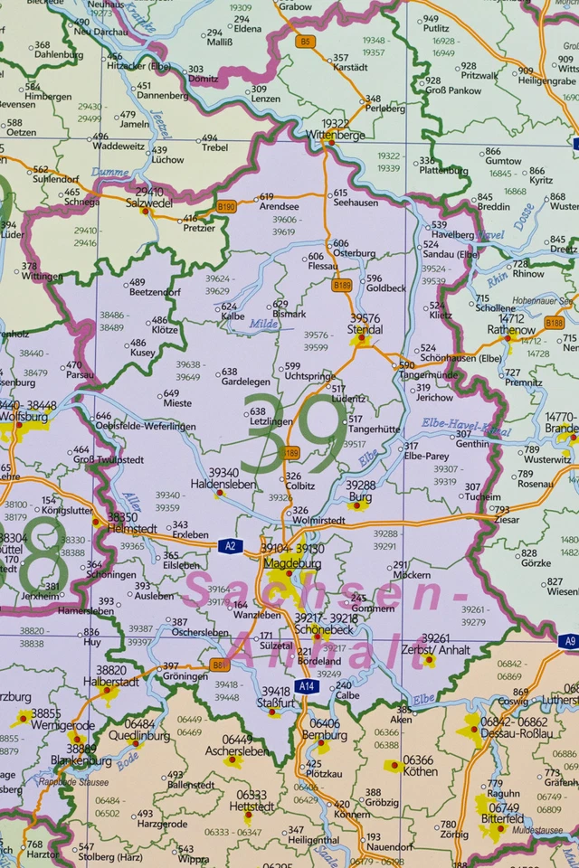 Postleitzahlenkarte PLZ Deutschland, Laminierung & Metallleisten, 84 x114 cm - Bild 2 von 4