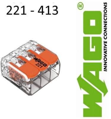Wago 221-413 Compact Klemme mit Hebel   3-polig Steckklemme Lüsterklemme Elektro