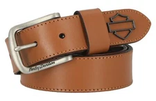 Harley-Davidson Women's Die-Cut Bar & Shield Logo Genuine Leather Belt, Brown