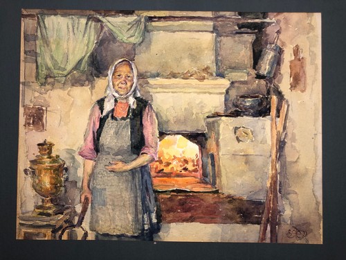 Original Aquarell Malerei Oma Matryona Unikat Signiert Zhurov E.P. Russland 1991 - Bild 18 von 24
