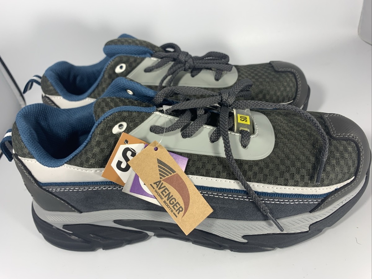 Avenger Work Boots Shoes A651 Safety Steel Toe Mens Sz10 Gray Blue