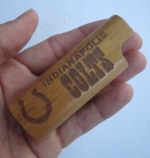 VINTAGE INDIANAPOLIS COLTS NFL LIGHTER HOLDER/COVER CARVED WOOD MADE IN USA, NEW