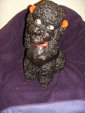 BLACK POODLE CERAMIC FIGURINE NEW STORED 43 YEARS 16" H x 10" x 12" MADE IN USA!