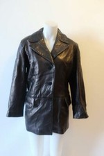Womens Red Kid Black Label Black Leather Jacket M *