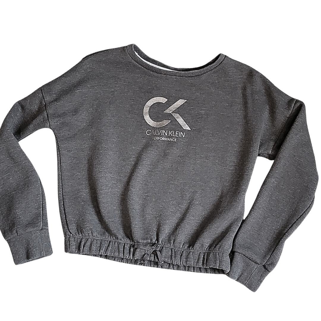 Girls Calvin Klein Performance Gray Long Sleeve Sweatshirt L 12/14