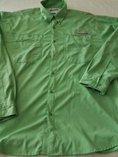 Columbia PFG Omni-Shade Long Sleeve Vented Mens Fishing GREEN Shirt Large POLY
