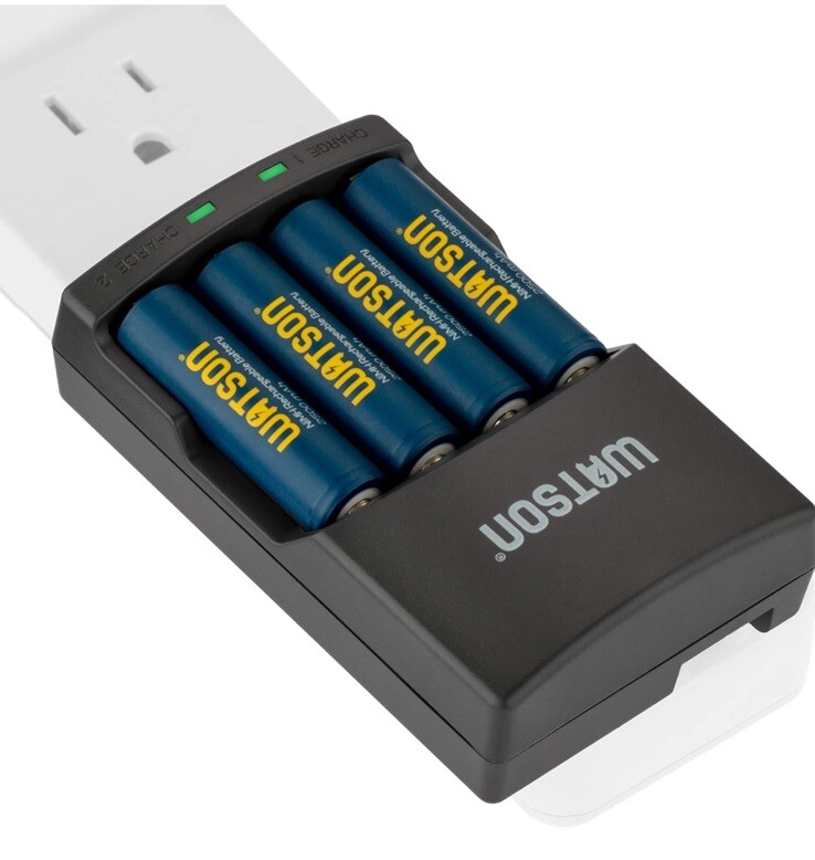 Watson 4Hour Rapid Charger AA and AAA NiMH and NiCd Rechargeable+4 Batteries