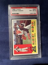 1960 Topps BASEBALL #340 HARVEY HADDIX PSA 8 NICE!!