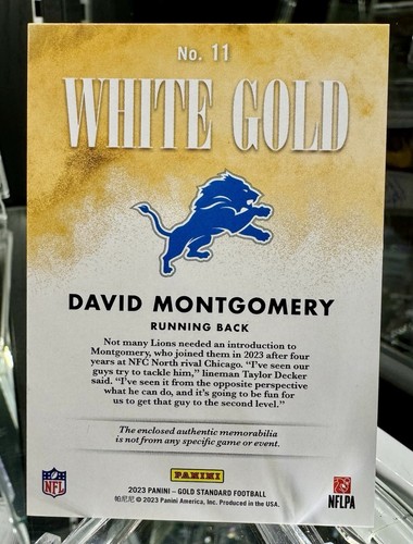 David Montgomery 2023 Gold Standard White Gold 1/1 - One Of One Detroit Lions 🦁 - Picture 4 of 5