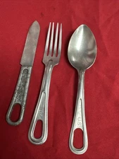 Original WW2 U.S. Army Mess Kit Knife Spoon Fork Silverware Military US C008