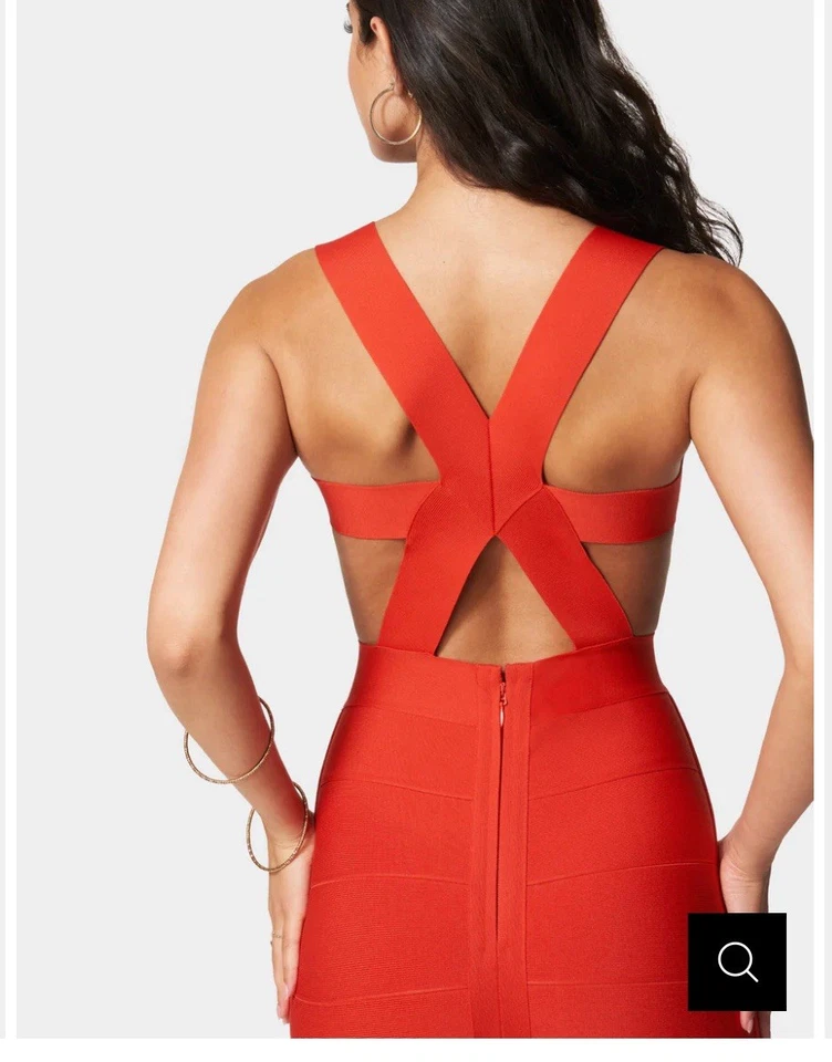 Vestido Bebe Vendaje Talla X-Pequeño Rojo Bodycon Foto 3 de 4