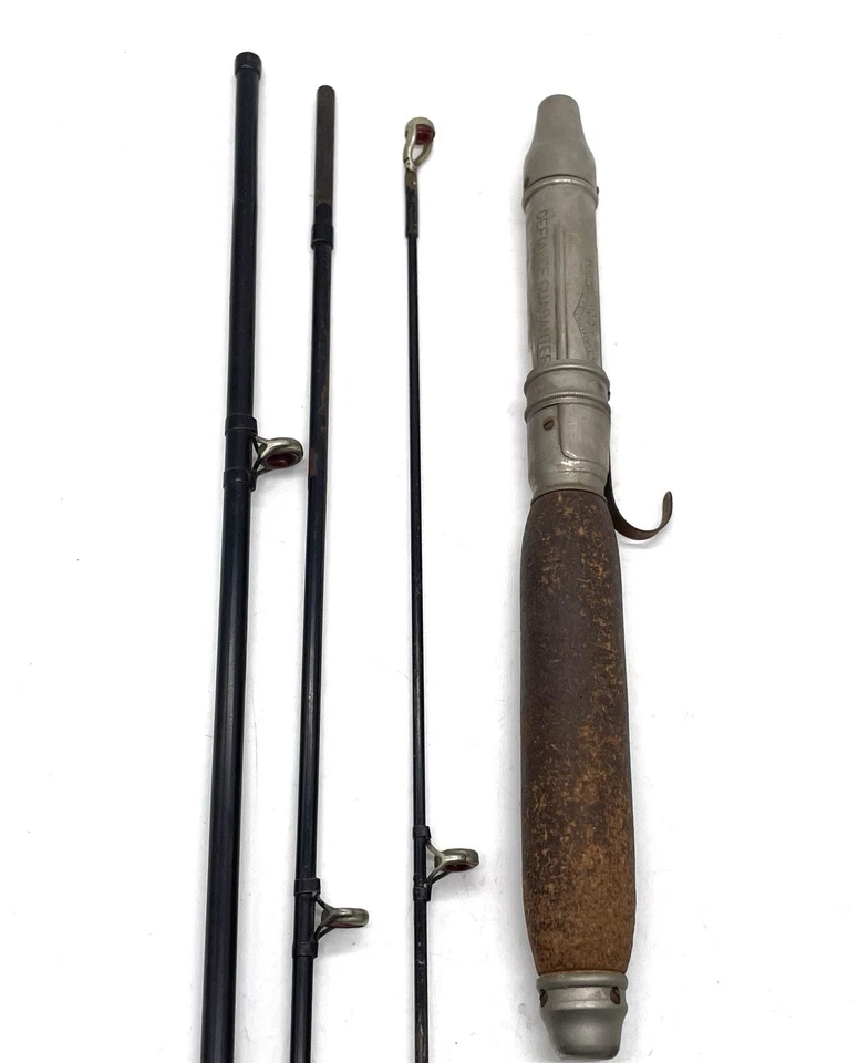 Antique Steel Travel Fishing Rod by UTICA NY 4 Piece Military / Camping USA Made - Image 2 of 4