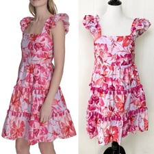 Eliza J. Poplin Floral Print Square Neck Cap Sleeve Fit and Flare Mini Dress 6