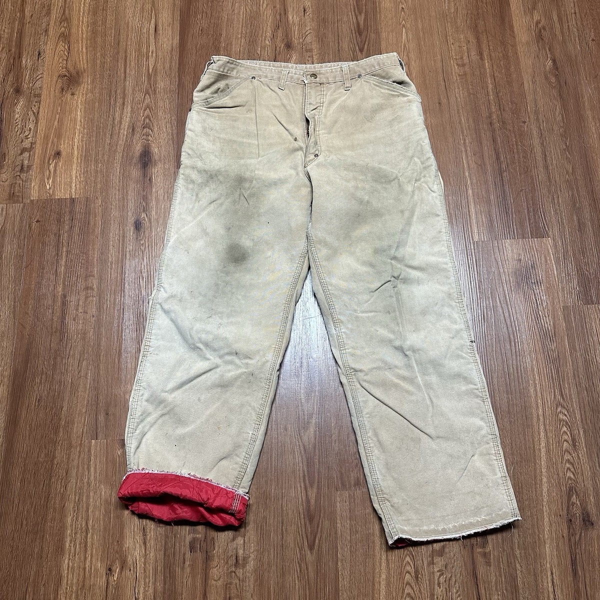 パンツ 80's Carhartt quilting pants Vtg 80s Carhartt Mens 40x34 Distressed Quilt Lined Wide Leg