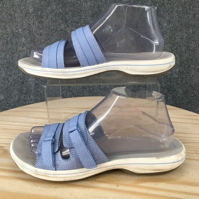 Clarks Cloudsteppers Breeze Piper Sandals Womens 8 M Slide Slip On Comfort Blue