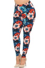 Buttery Smooth Painted Floral Extra Extra Plus Size Leggings - 3X-5X