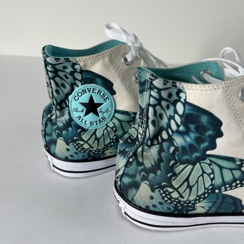 Top Converse Unisex Chuck Taylor All Star Hi para Mujer 10 Turquesa Estampado Mariposa - Imagen 8 de 9