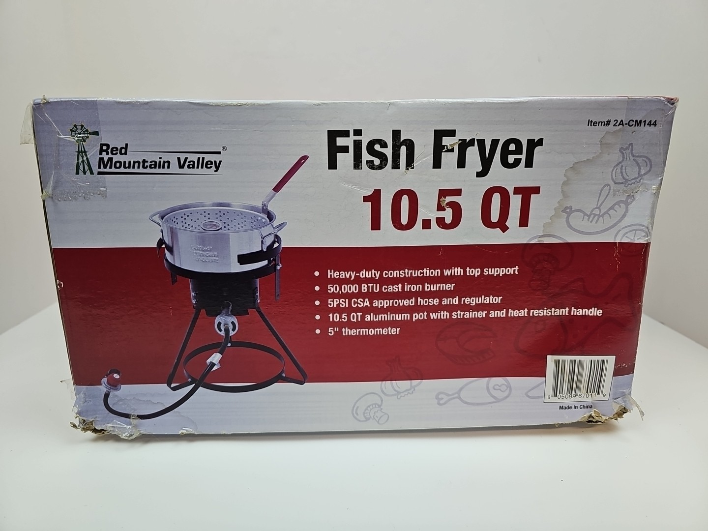 10.5 Qt Propane Gas Fish Fryer Aluminum Pot Strainer Heavy Duty Cooker Steamer