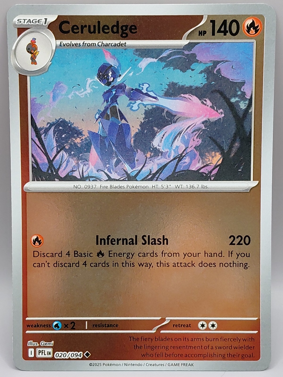 Rev Holo - Ceruledge 020/094 Pokemon Phantasmal Flames - Pokémon Mega Evolution