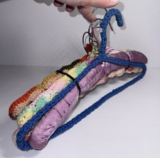Clothes Hangers Crochet Vintage Satin Padded Set Of 6 Assorted Colors