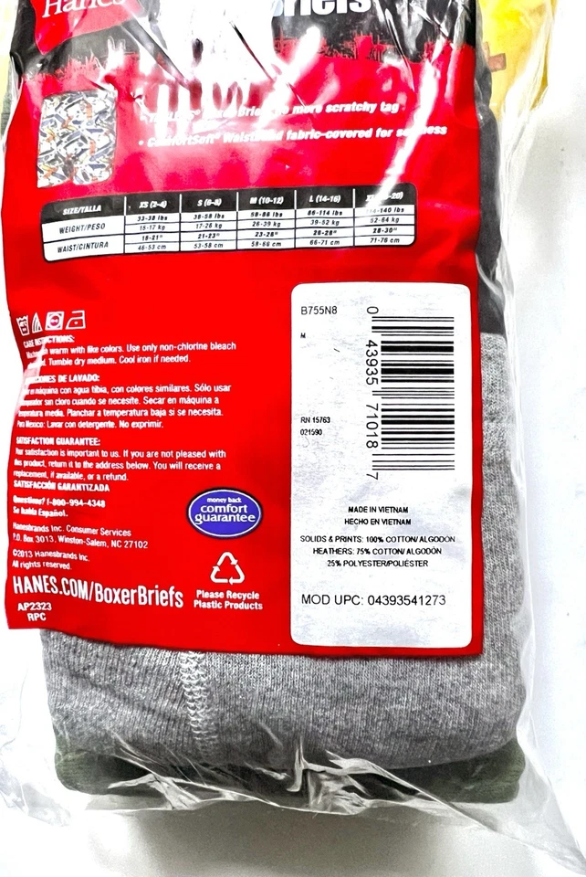 Hanes Underwear Boys Large Boxer Briefs Tagless 8 Pair - Image 4 of 4