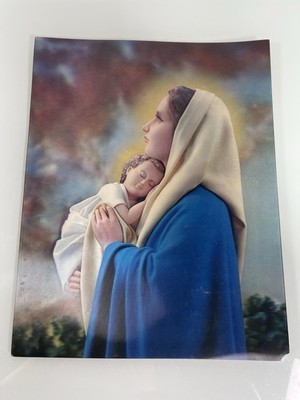 Vintage 3D Madonna Child Lenticular Catholic Wall Art Toppan Zurich Print