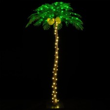 TYBEEU 7ft Lighted Palm Tree 208 LED Lights with Glowing Coconuts - Dimmable,...