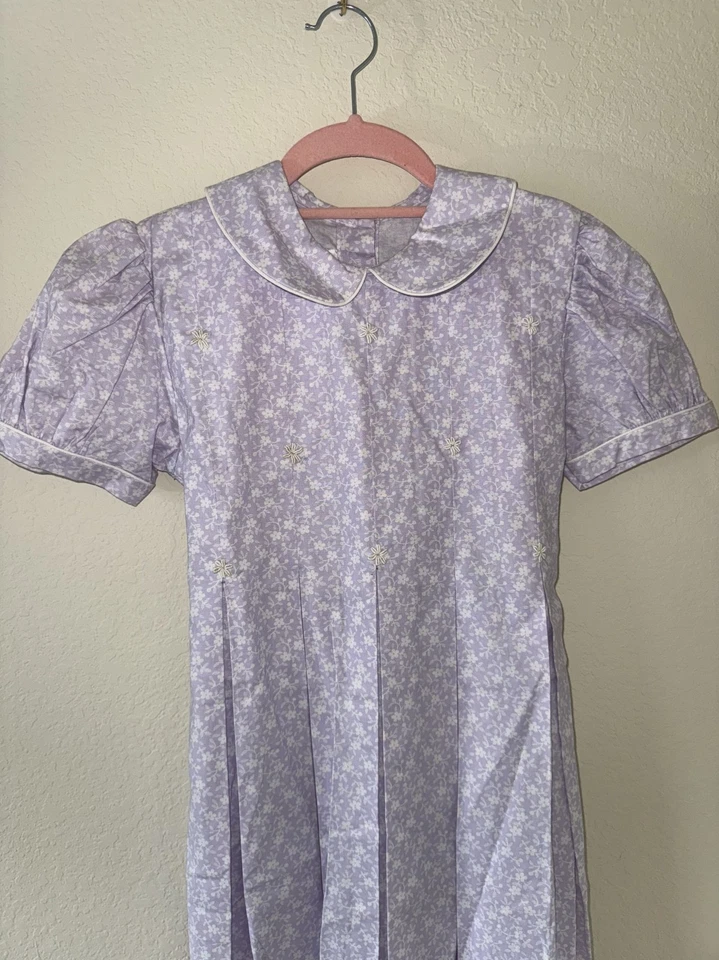 Strasburg Children Girls Purple Collard Floral Summer Dress Size 12Y Cottagecore - Image 2 of 4
