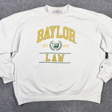 Vintage Champion Eco Baylor University Law Mens 2XL Crewneck Sweatshirt White