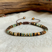 Natural Tiger Eye Dainty Bracelet Tree Agate Gemstone Minimalist Healing Jewelry