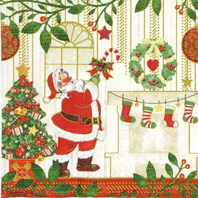 4x Single 33x33cm Napkins  Gifts are Coming Decoupage, Party, Winter Decor