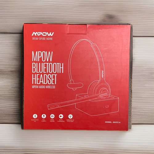 Mpow BH231A Bluetooth 5.0 Headset PC Laptop Call Center Headphones New Black