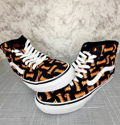Vans x Thrasher Sk8-Hi Black Flame Allover Logo Mens Size 11 New Box Skate