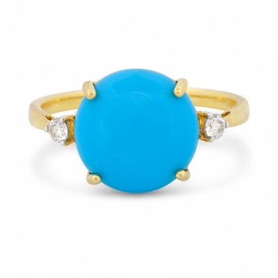Iliana Sleeping Beauty Turquoise Diamond Ring in 18K Yellow Gold - Main Image