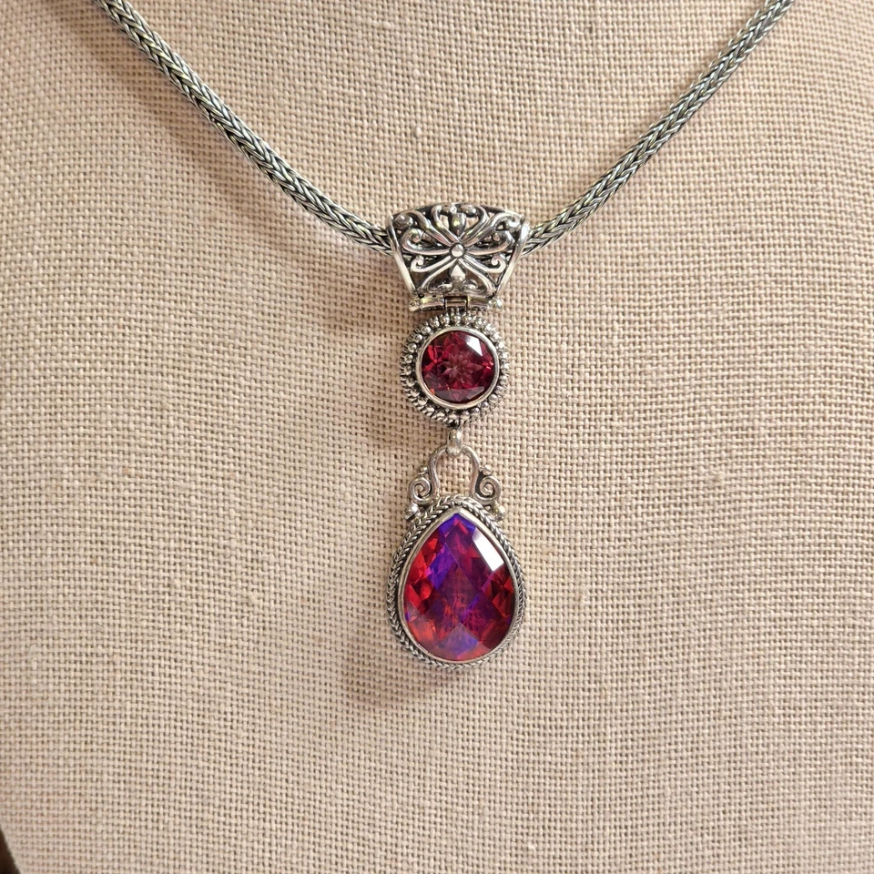 Sarda Sterling Silver Necklace Volcanic Quartz Pendant Set - Image 2 of 4