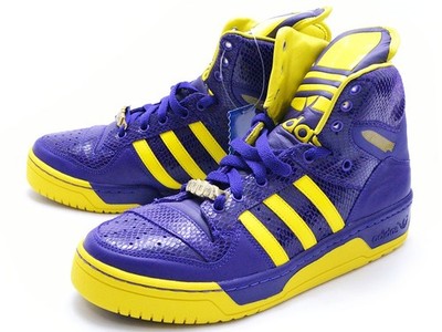 Adidas Jeremy Scott JS Logo Attitude Tongue Purple Yellow Lakers US 9 From Japan