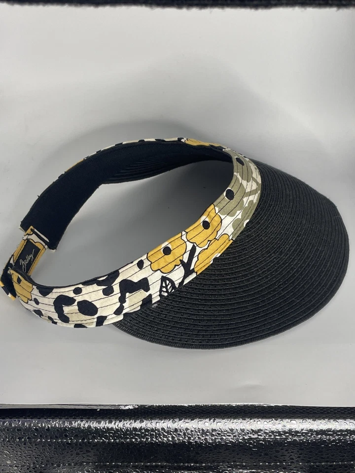 Vera Bradley Parasol Paja Negra Ajustable Banda Floral Amarilla Foto 3 de 4