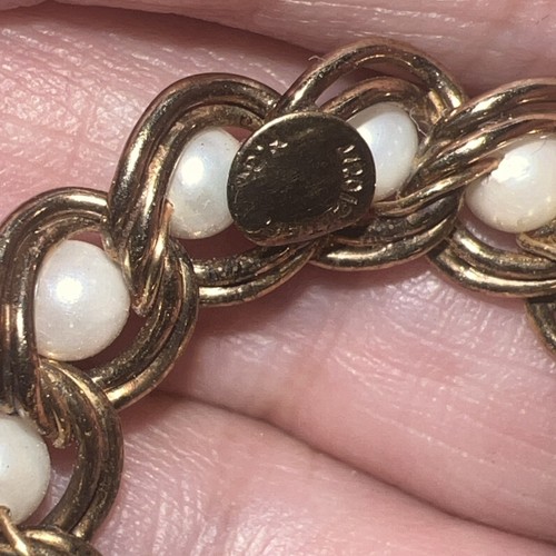 Antique Vintage HC 12k GF Cultured Pearl Wreath Round Brooch - Picture 6 of 7