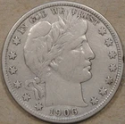 1906-D Barber Half Dollar 50c F+ Details As Pictured L4-2