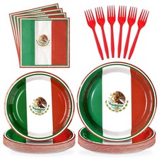 96pc Mexican Flag Party Plates Birthday Party Supplies Mexico Flag Decorations