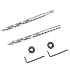 2 Pcs 3/8" Pocket Hole Drill Bit, 1/4" Hex Shank round Shank Replacement Twist S