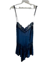 Vintage 80s Womens Large Satin Frilly Lace Snap Lingerie Teddy Bodysuit USA