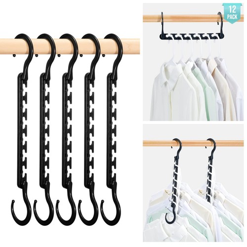 House Day Sturdy Plastic Space Saving Hangers 12 Pack, Cascading Organizer Cl.