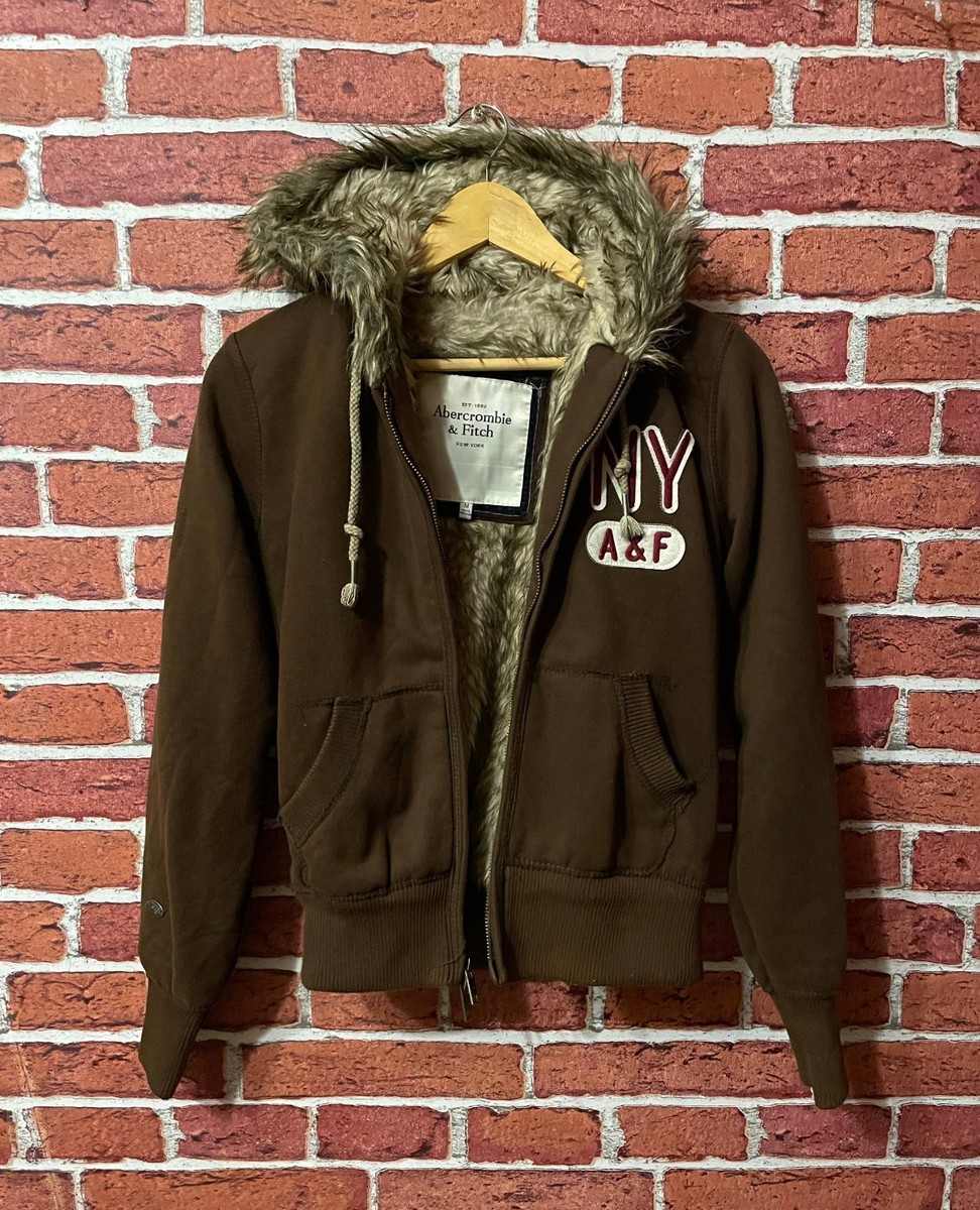 Vintage Abercrombie & Fitch Y2K Faux Fur Lined Hoodie Jacket