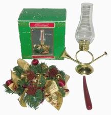 House of Lloyd Christmas French Horn Candle Holder Centerpiece Musical Note Bow