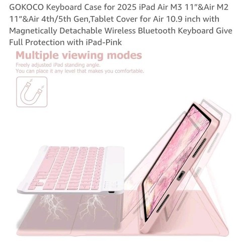 ipad Air 4/5th Genwration Case 11 Inch Leather Tablet 2025 Cover Pink Case - 第 4/6 張圖片