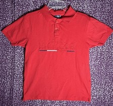 Tommy Hilfiger Mens Polo Shirt Medium Red Short Sleeve Classic Logo