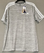 Adidas Men Aeroready Tech Training Shirt Breathable Top Lt Grey Medium Large